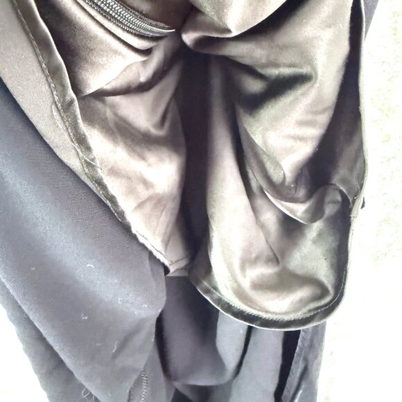 Meshki Claire Satin Drape Back Split Hem High Neck Maxi Dress Womens L Black - Picture 7 of 12